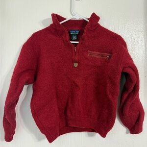 Patagonia vtg pullover sweater Mens Lg Red 100% Wool Half Zip Heavy 51311